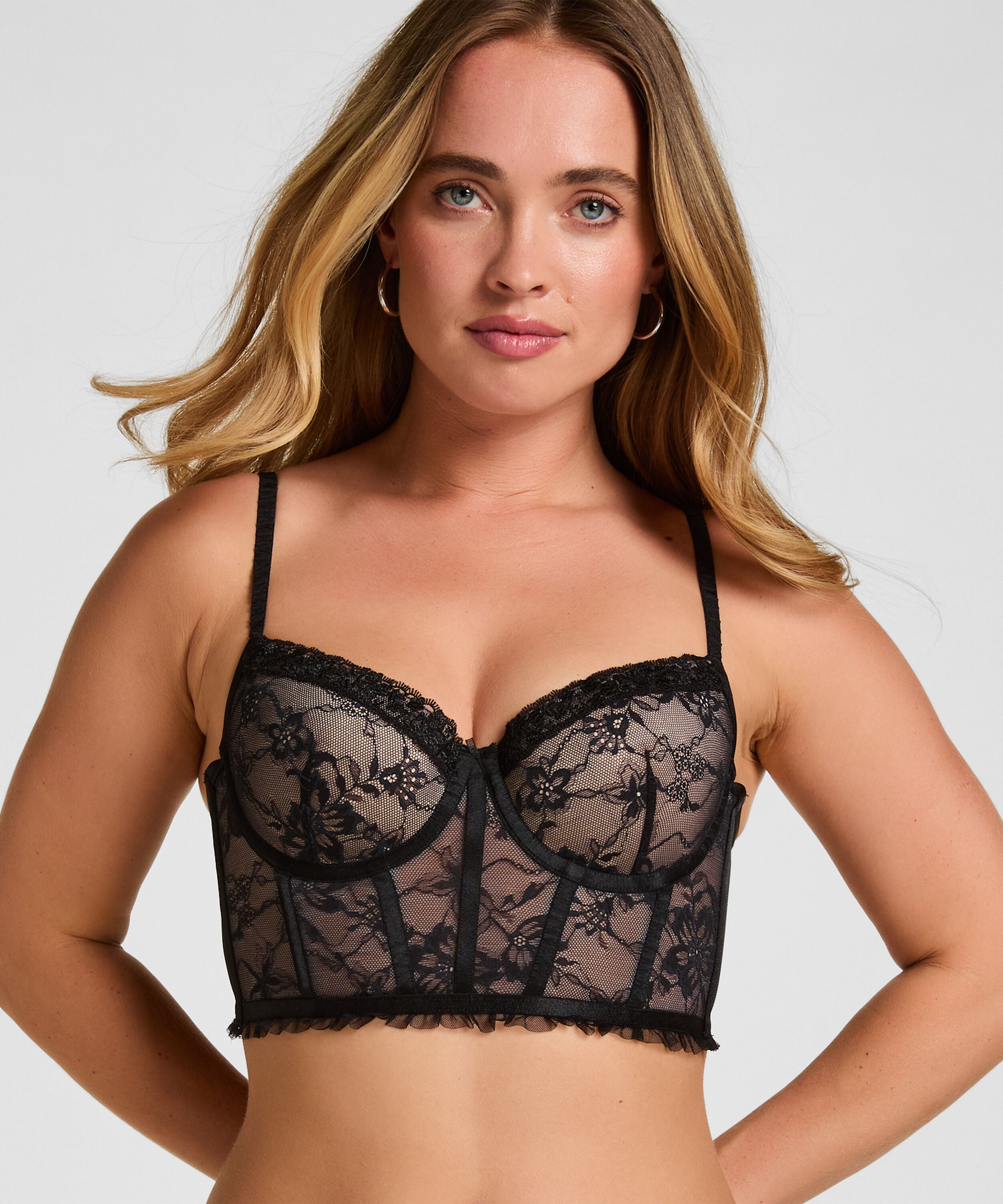 Padded Underwired Longline Bra Felicity, Black