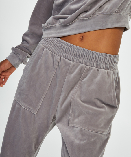 Tall Velours Jogging Bottoms, Gray