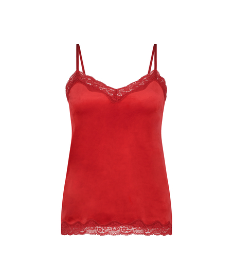 Velours Lace Cami Top, Red