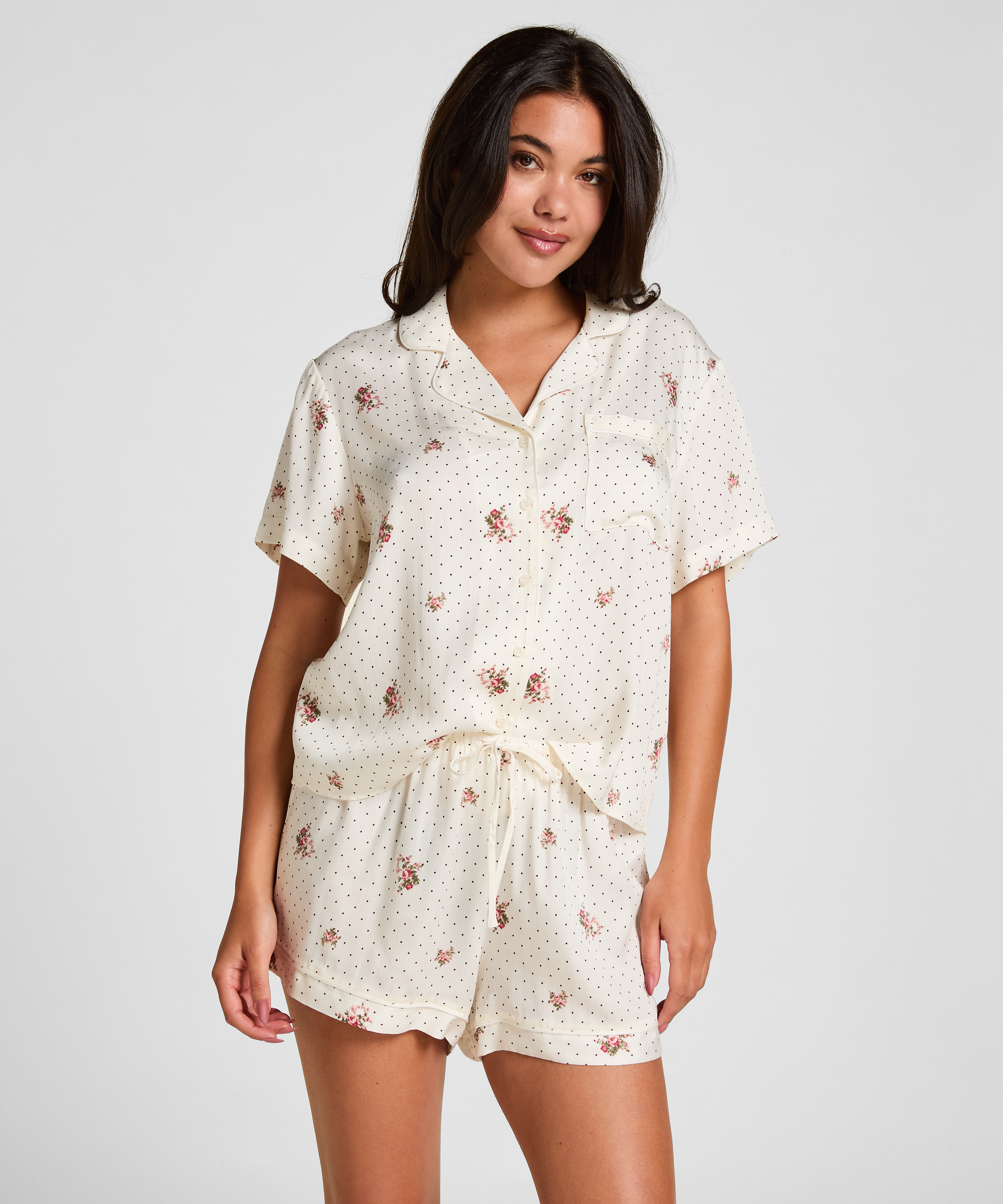 Pyjama Jacket Satin, White, main