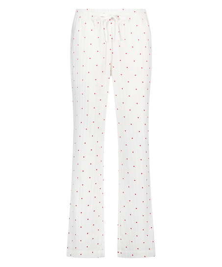 Jacquard Hearts Pyjama Bottoms, White