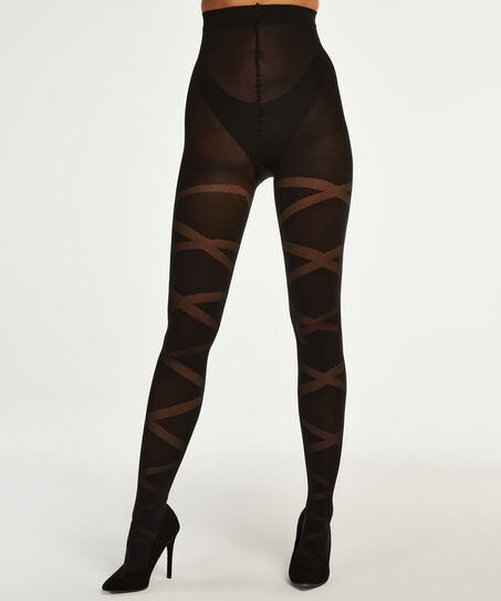 40 Denier Reversed Gladiator tights, Black