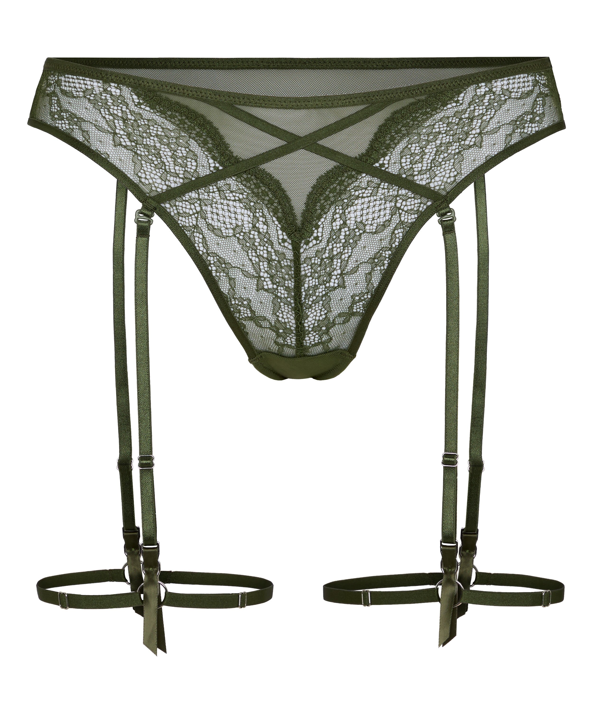 Isabelle High-Waisted Highleg Thong, Green