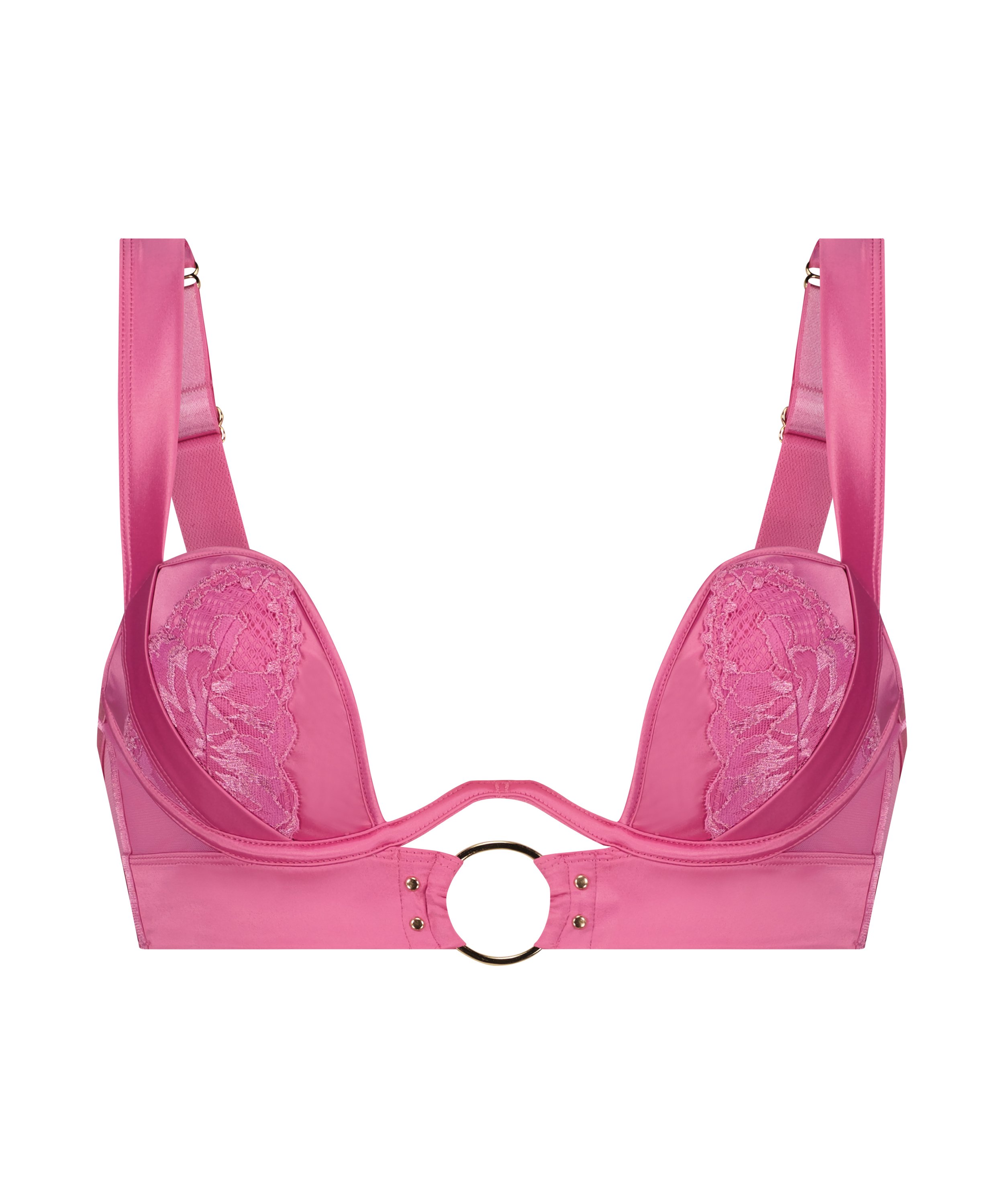 Elsa Padded Underwired Longline Bra, Pink, main