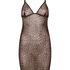 Leopard Mesh Slip Dress, Black