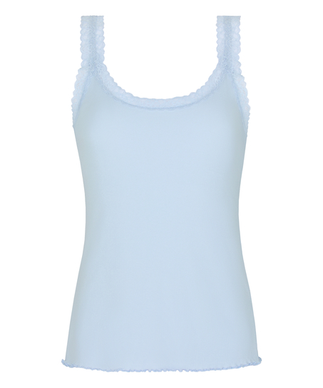 Singlet Rib Jersey Lace, Blue