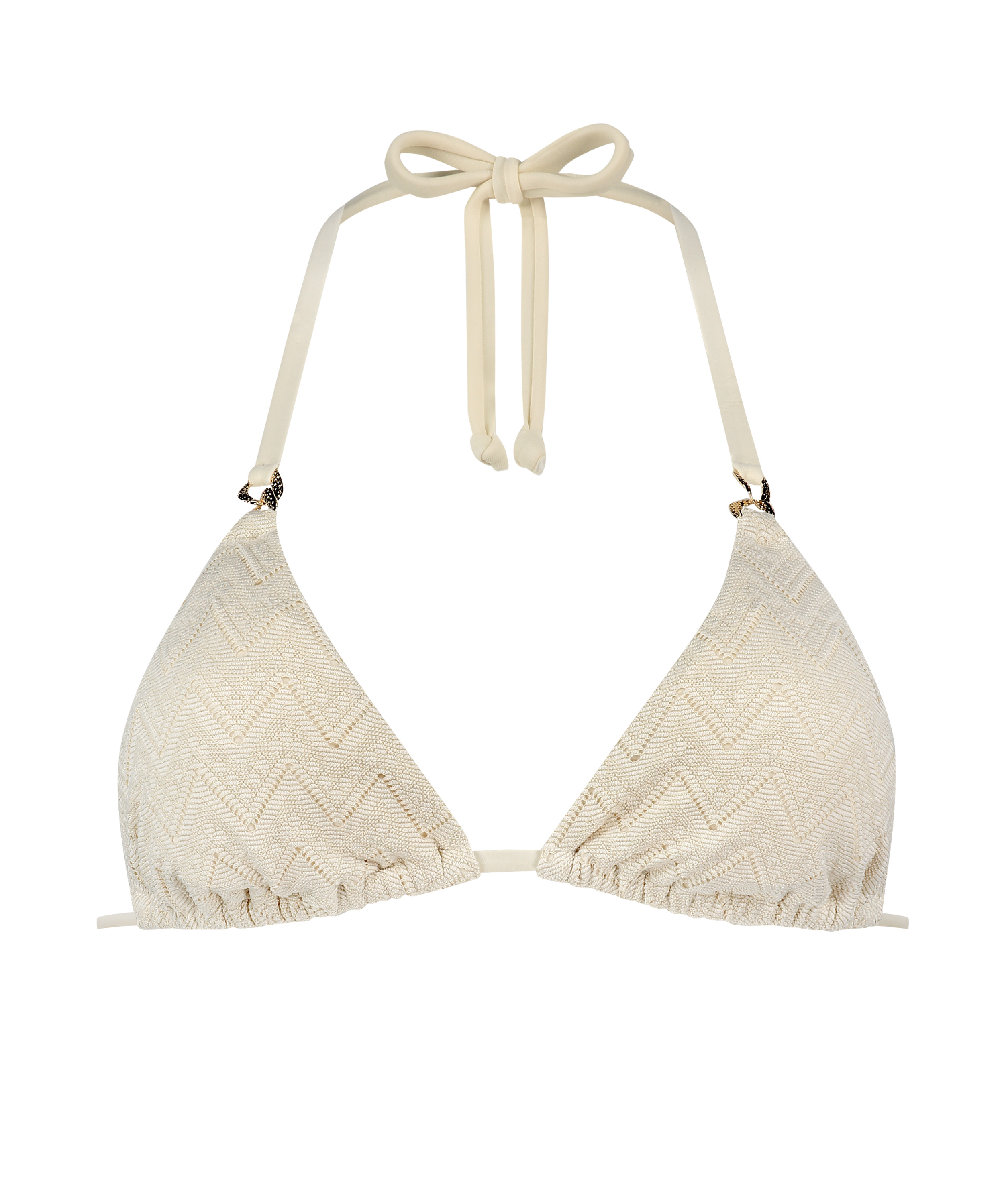 Triangle Crochet Bikini Top, White, main