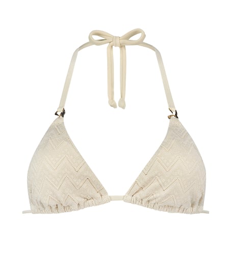 Triangle Crochet Bikini Top, White