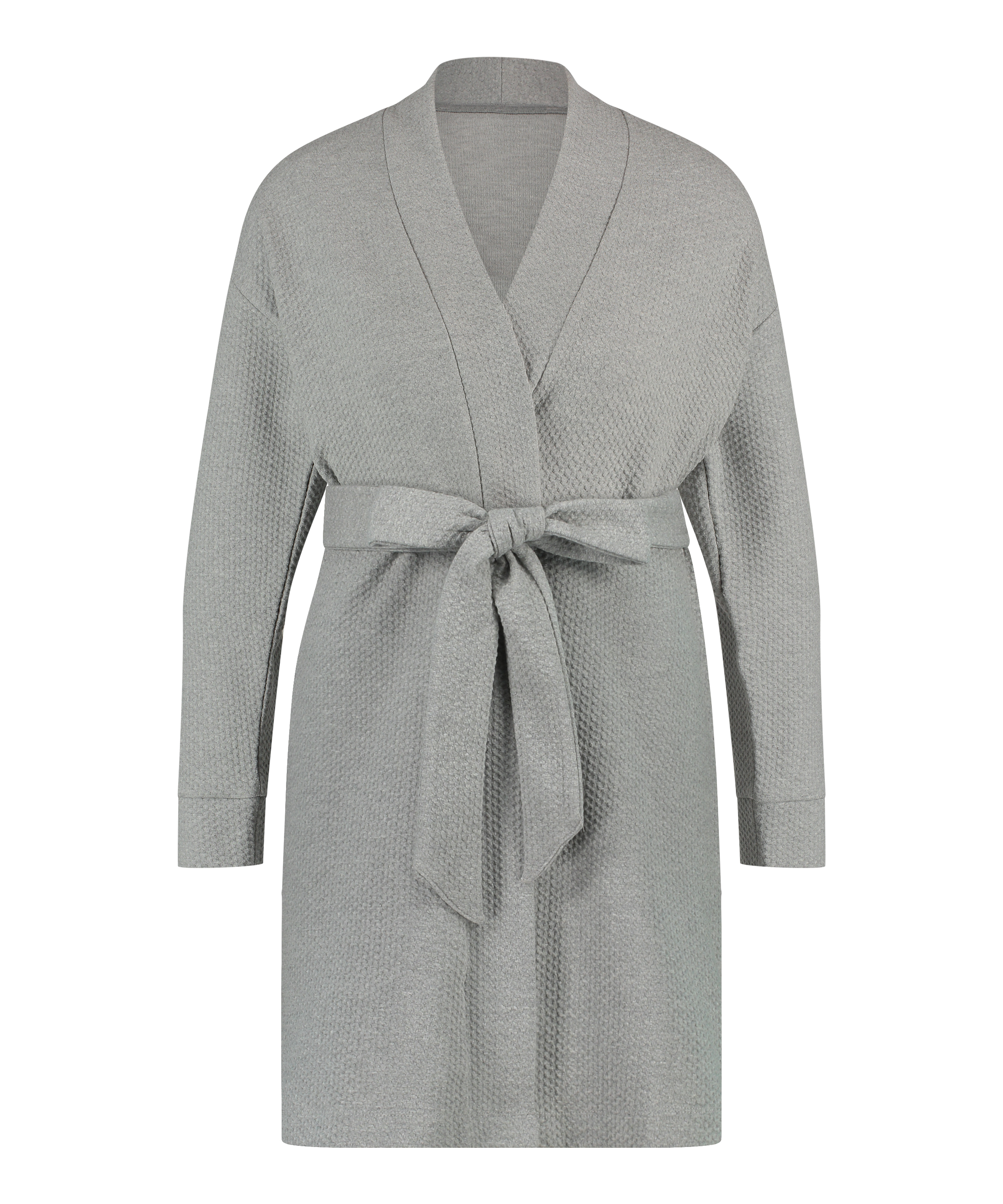 Jacquard Short Jersey Robe, Gray, main