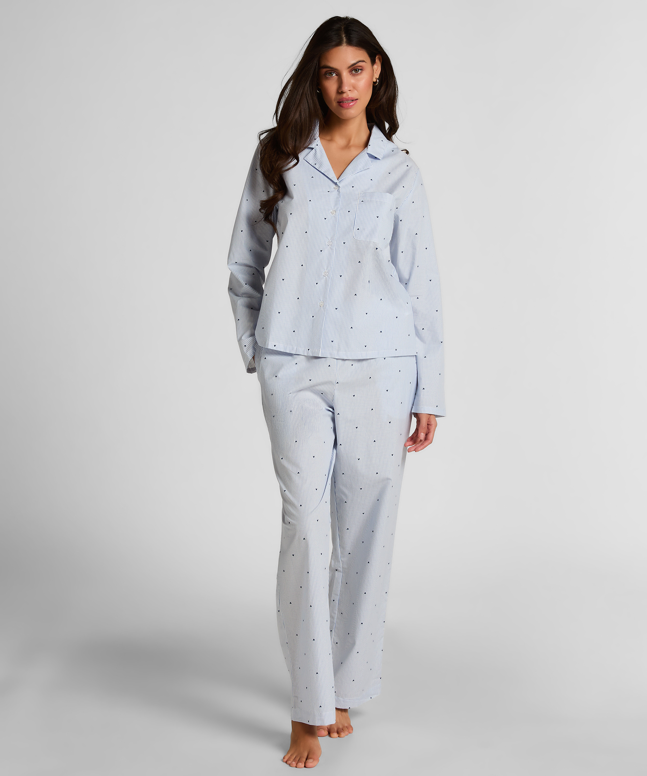 Pant Cotton Stripe Heart, Blue, main