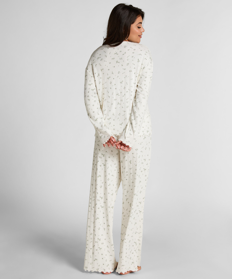 Pyjama Pant Loose Pointelle, White