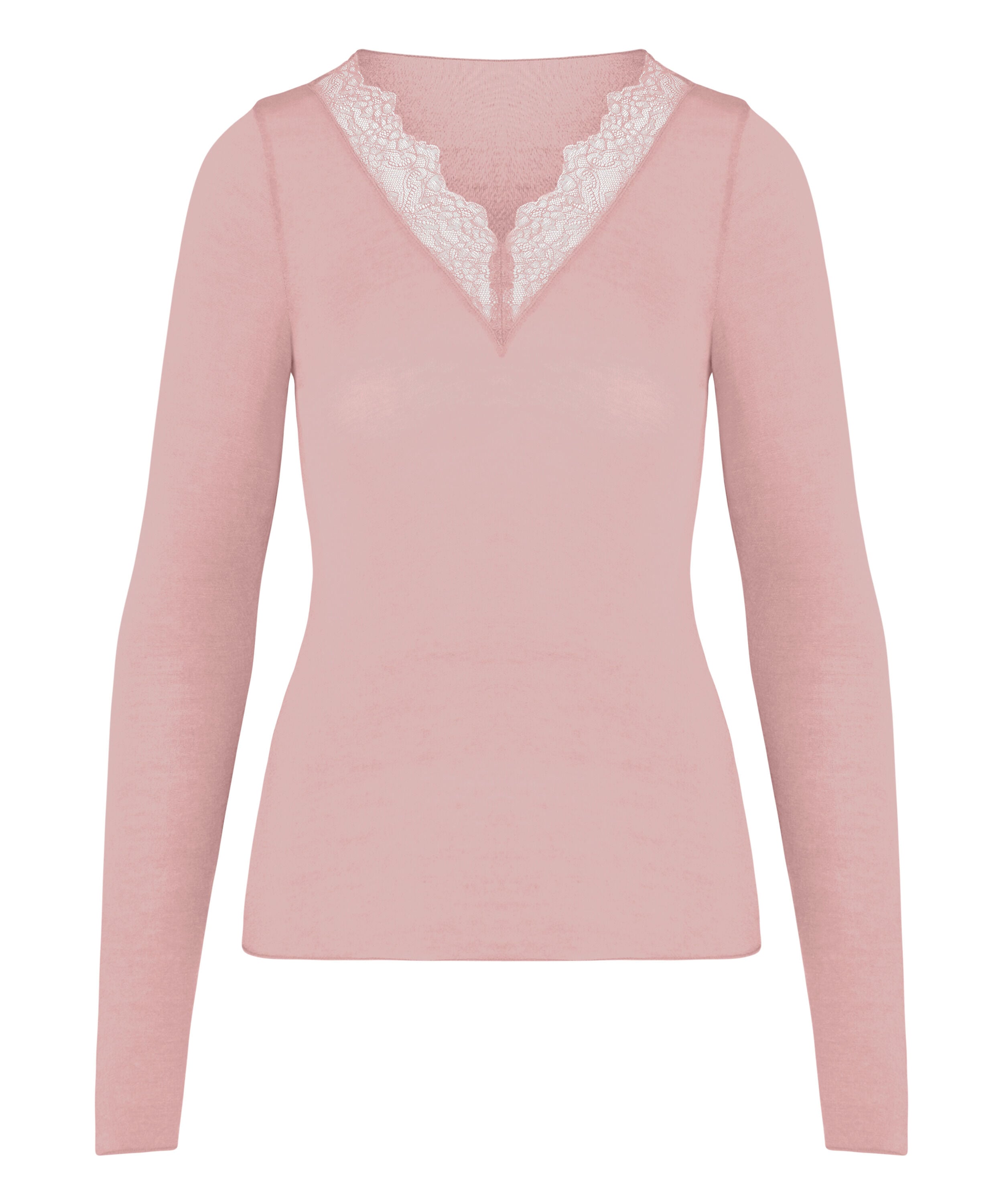 super soft Lace V-Neck shirt with Cashmere, Pink