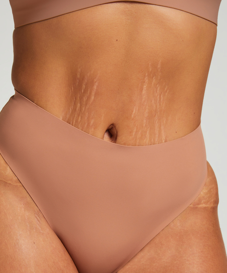 High Waisted Thong Smooth, Brown