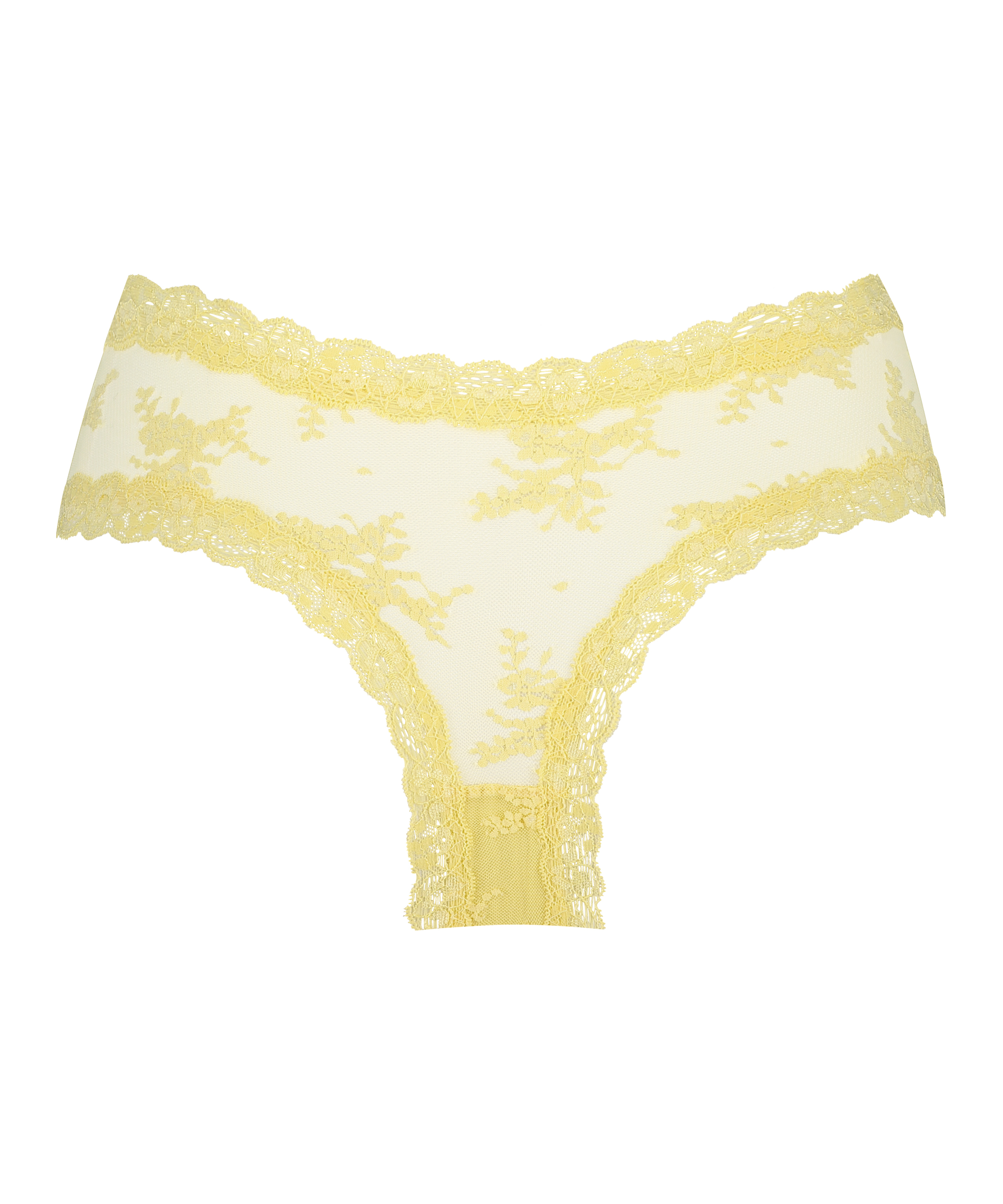 V-shaped Brazilian knickers mesh, Yellow, main