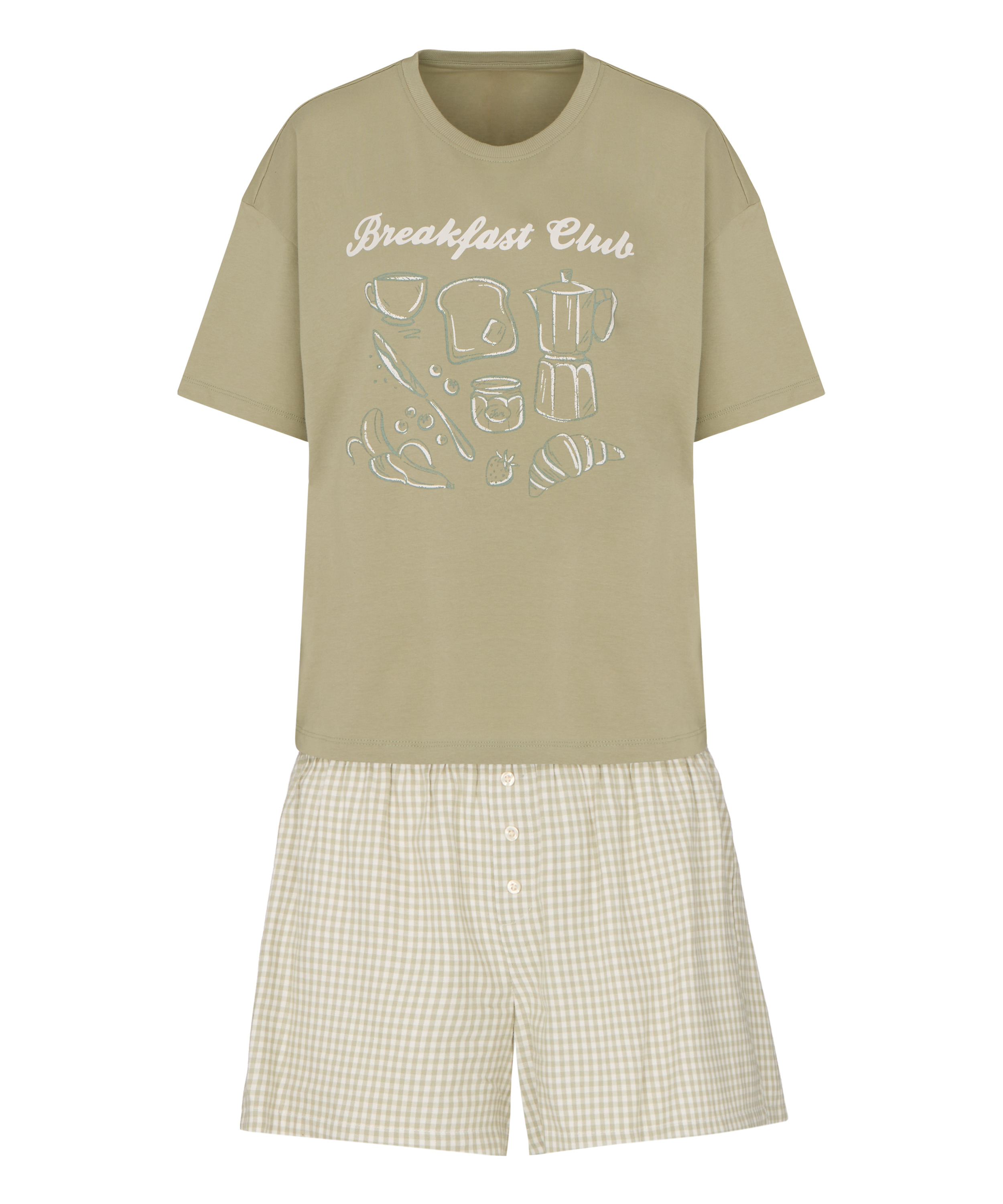 Pyjama Set with Short and T-shirt, Green, main