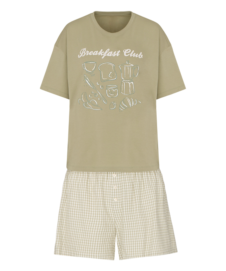 Pyjama Set with Short and T-shirt, Green