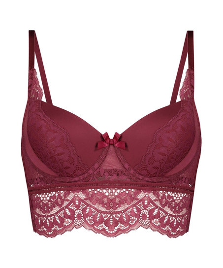 Elise Padded Longline Underwired Bra, Red