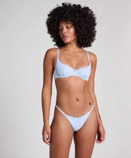 Pointelle Thong, Blue