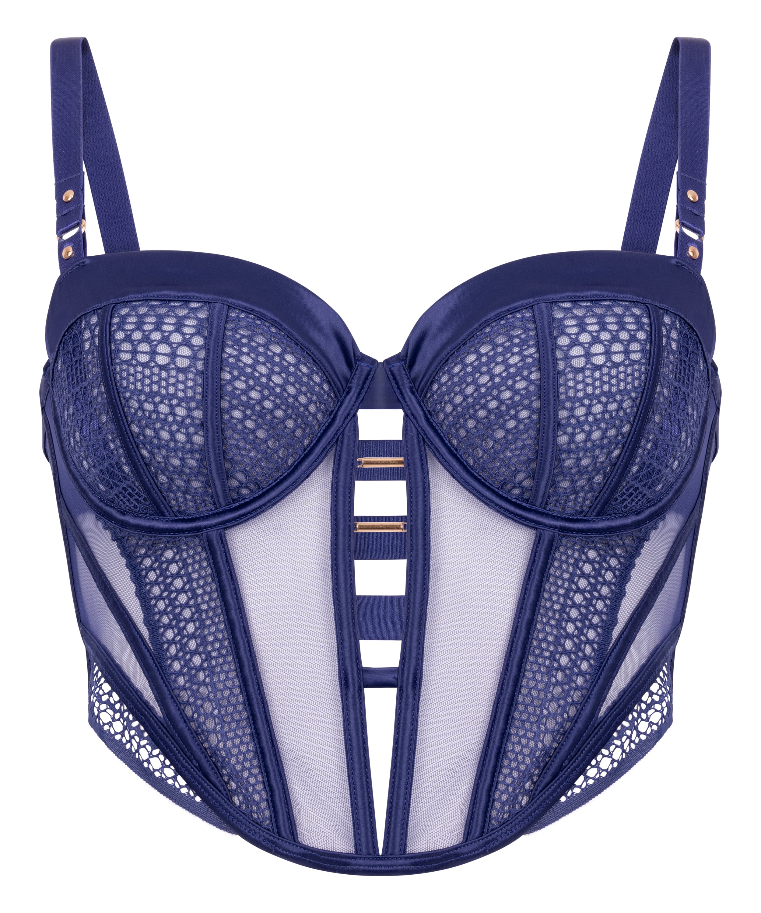 Missy Non-Padded Underwired Longline Bra, Blue, main