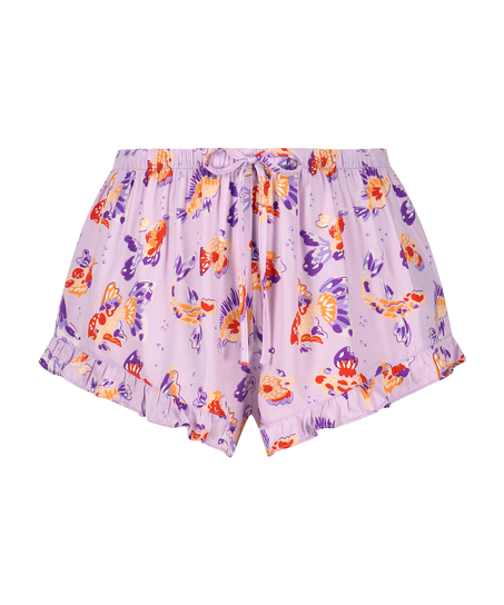 Satin pyjama shorts, Purple