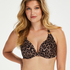 Leopard padded underwired bikini top, Beige