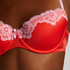 Lace & Shine Padded Underwired Bra, Red