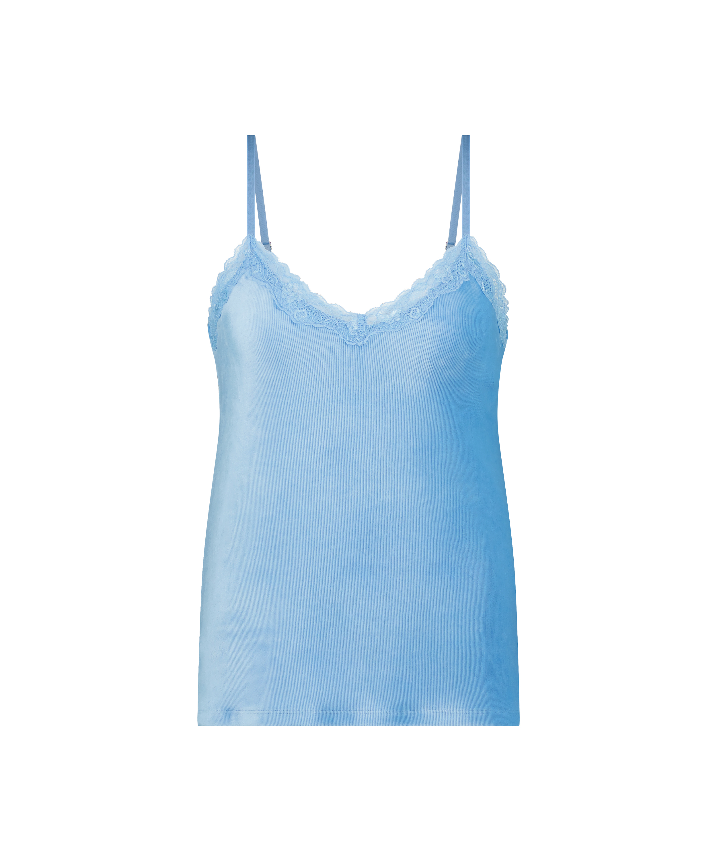 Rib Velours Cami Top, Blue, main