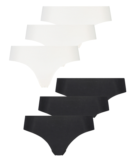 6-pack invisible cotton Brazilian, White