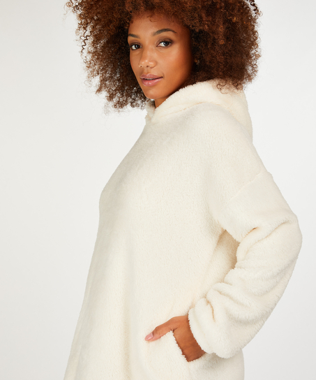 Snuggle Fleece Lounge Dress, White