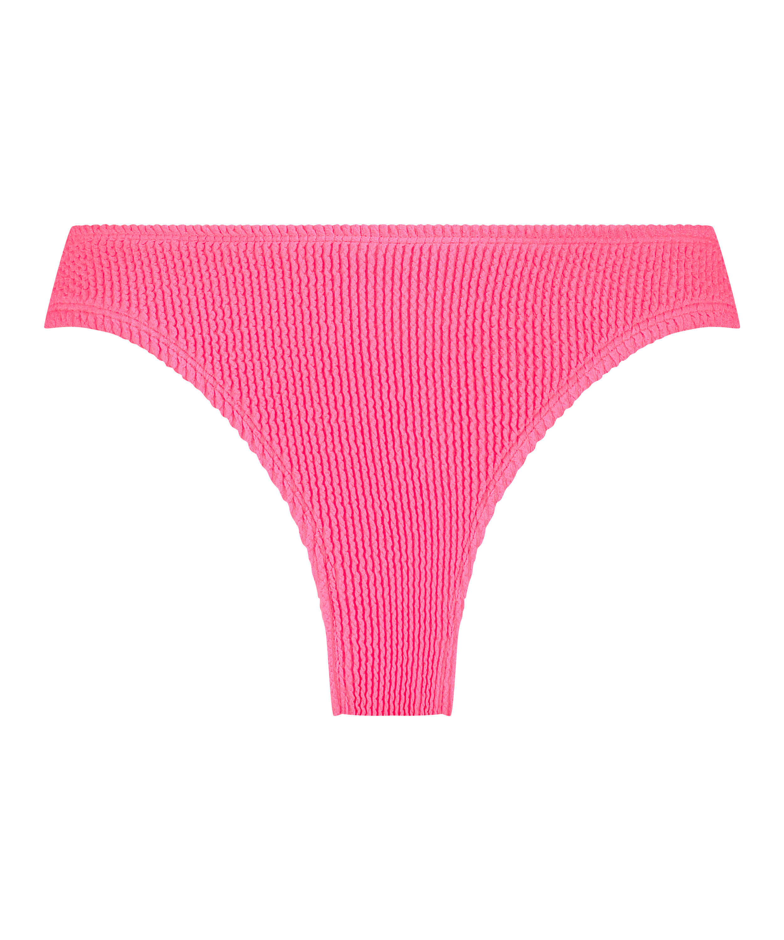 Crinkle High-Leg Bikini Bottoms, Pink