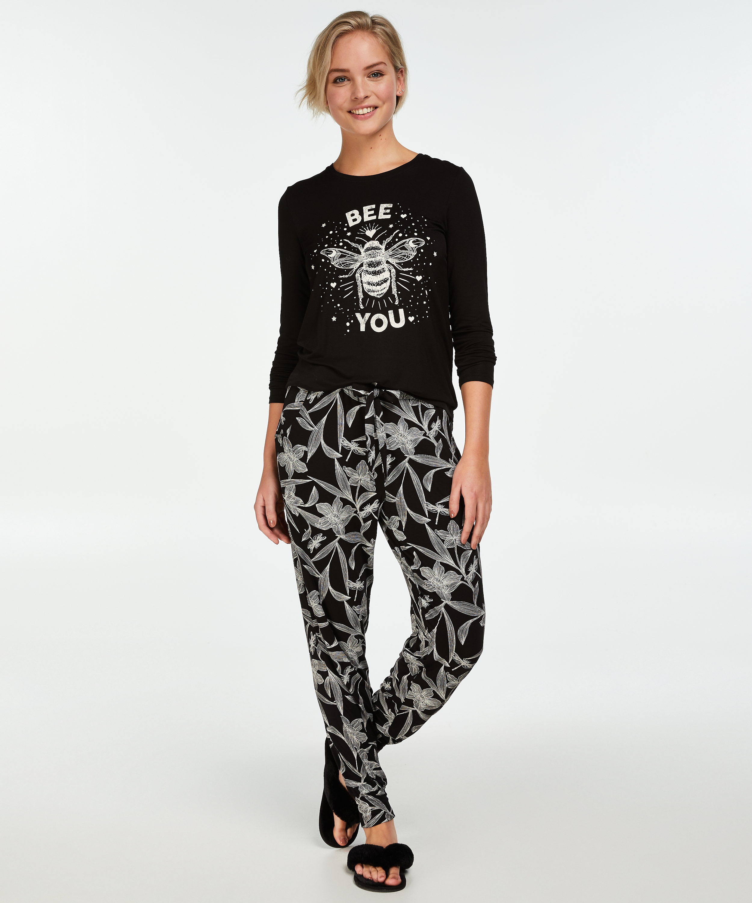 Jersey Pyjama Pants, Black, main