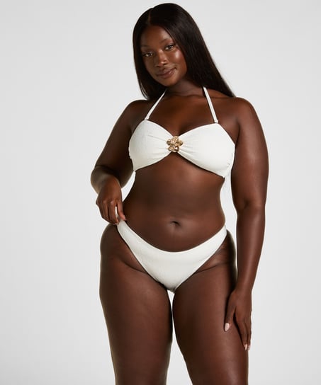 Highleg Bikini Bottom Crinkle, White