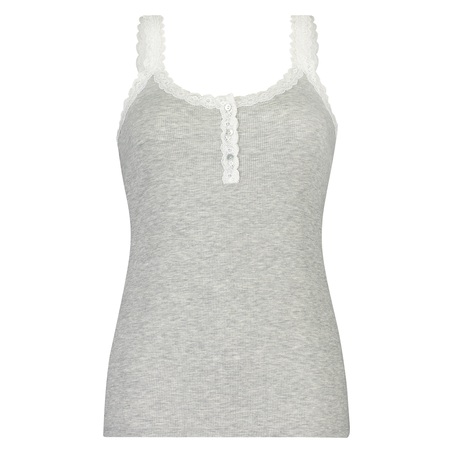 Singlet top cami rib lace, Gray