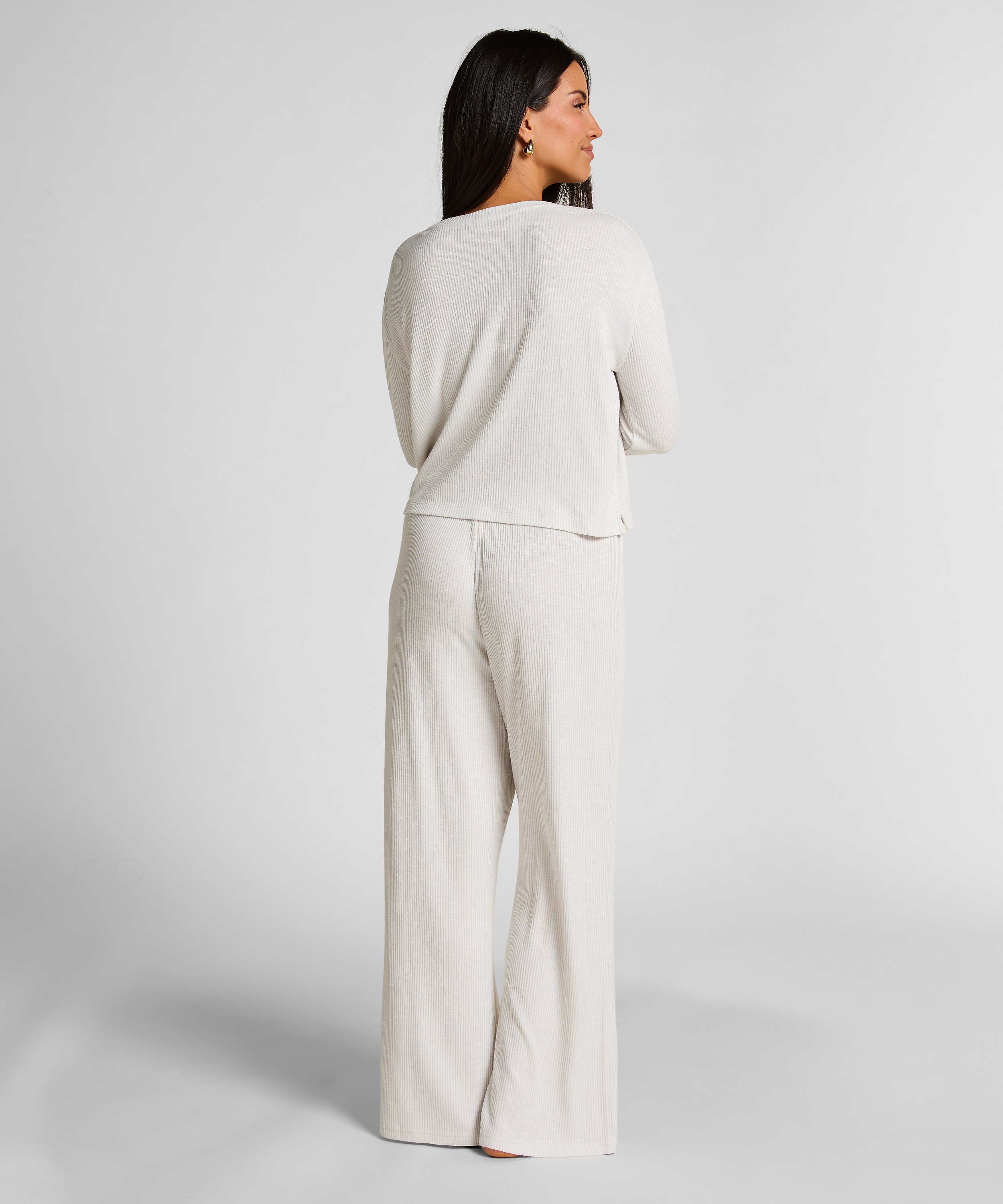 Long-Sleeved Pyjama Top, Beige, main