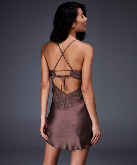 Satin Honey Slip Dress, Pink