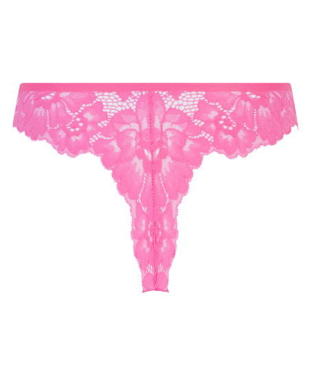 Lace Back Invisible Thong, Pink