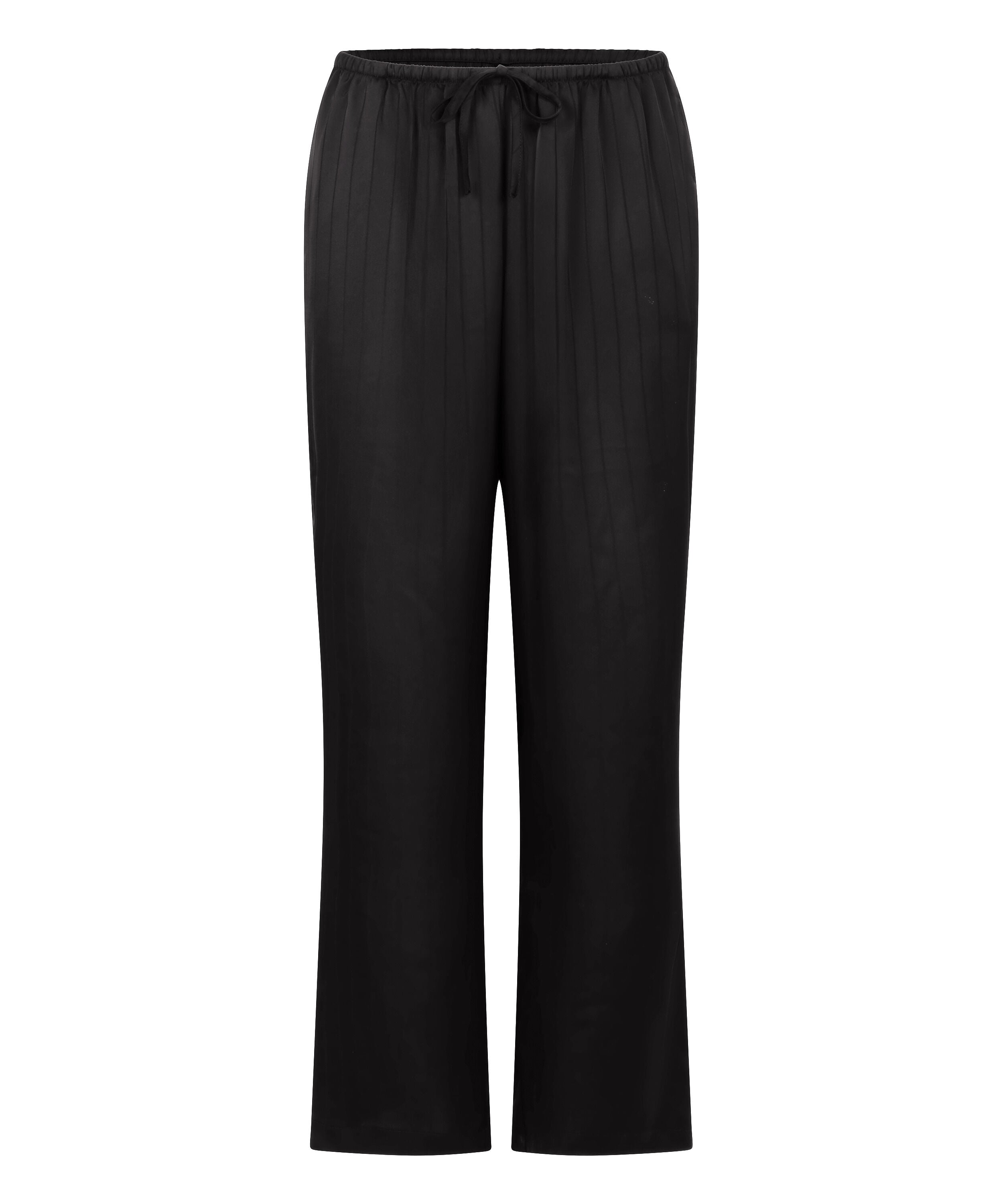 Satin Pinstripe Trousers, Black