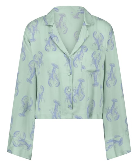 Satin Long-Sleeved Jacket, Green