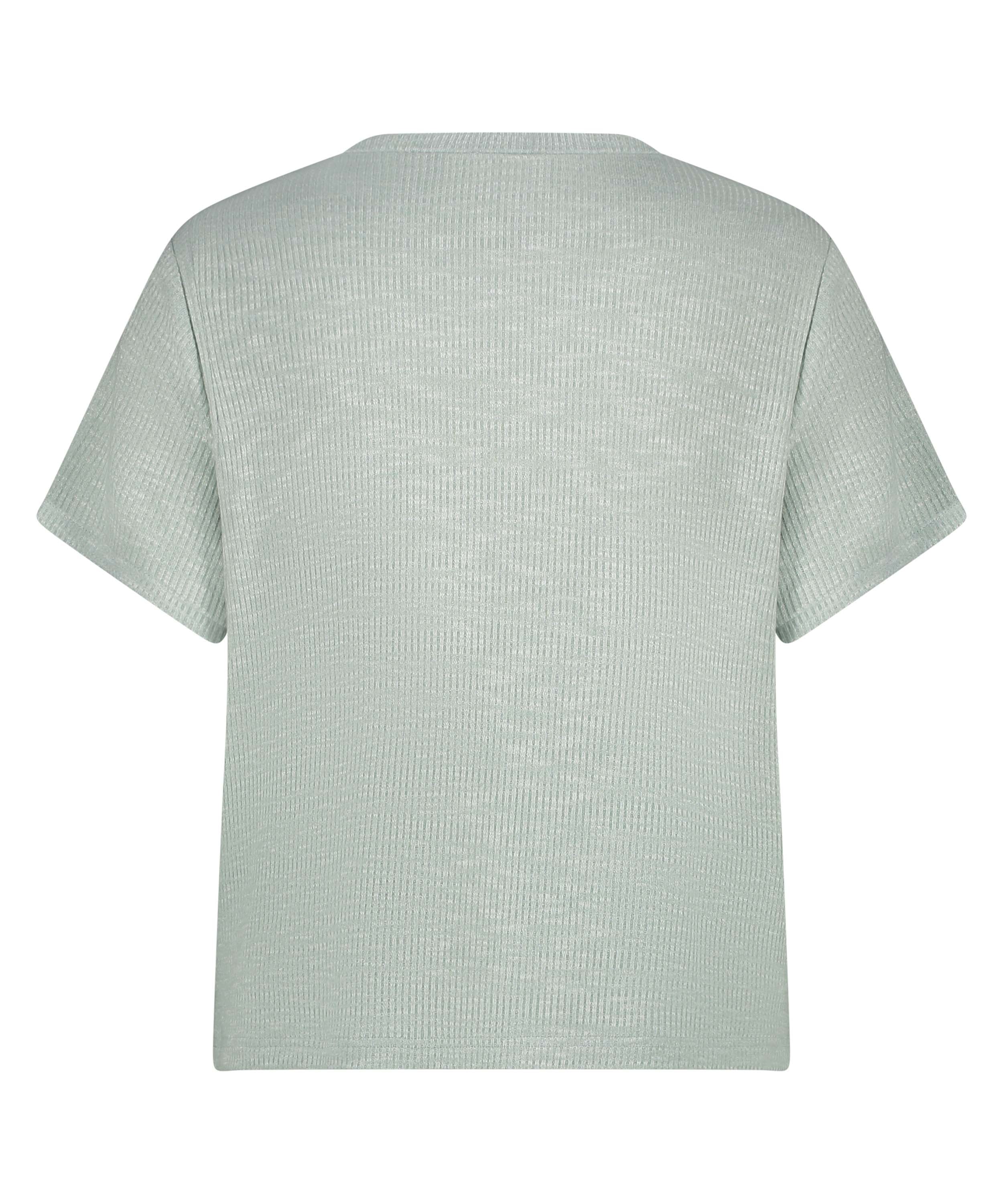 Rib Short-Sleeved Top, Green, main