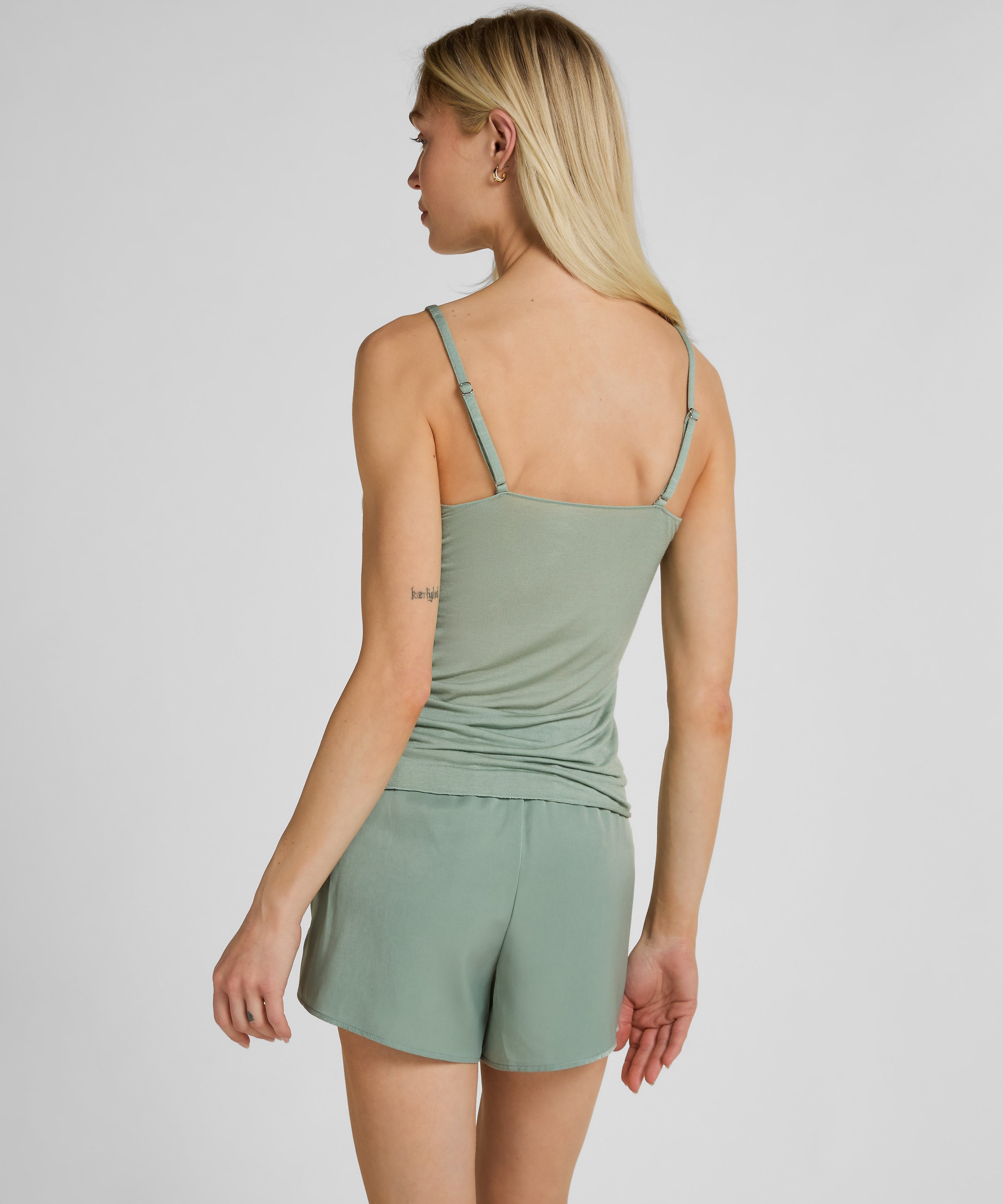super soft Lace V-Neck cami with Cashmere, Green, main