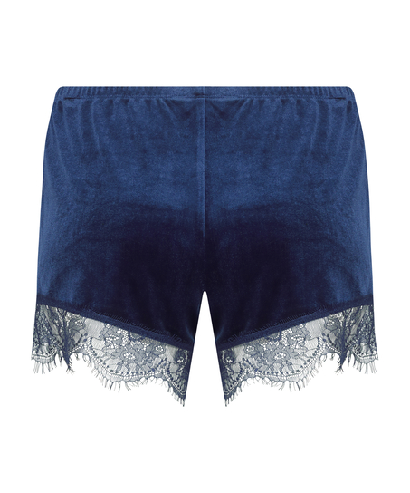 Shiny Velours Lace Short, Blue