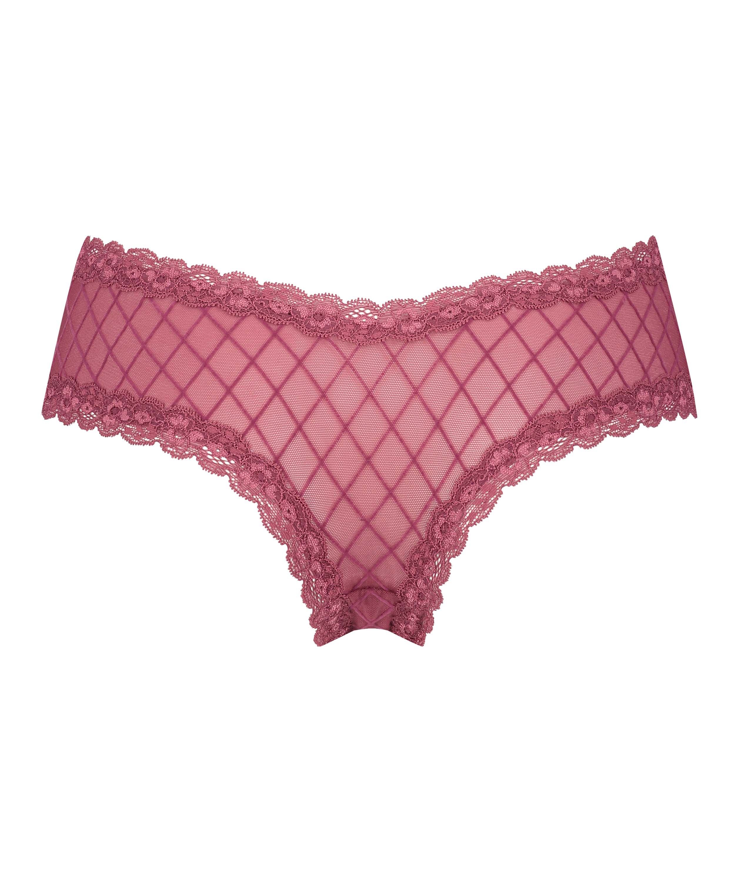 V-shaped Brazilian knickers mesh, Red, main