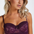 Macy padded strapless longline underwired bra, Purple