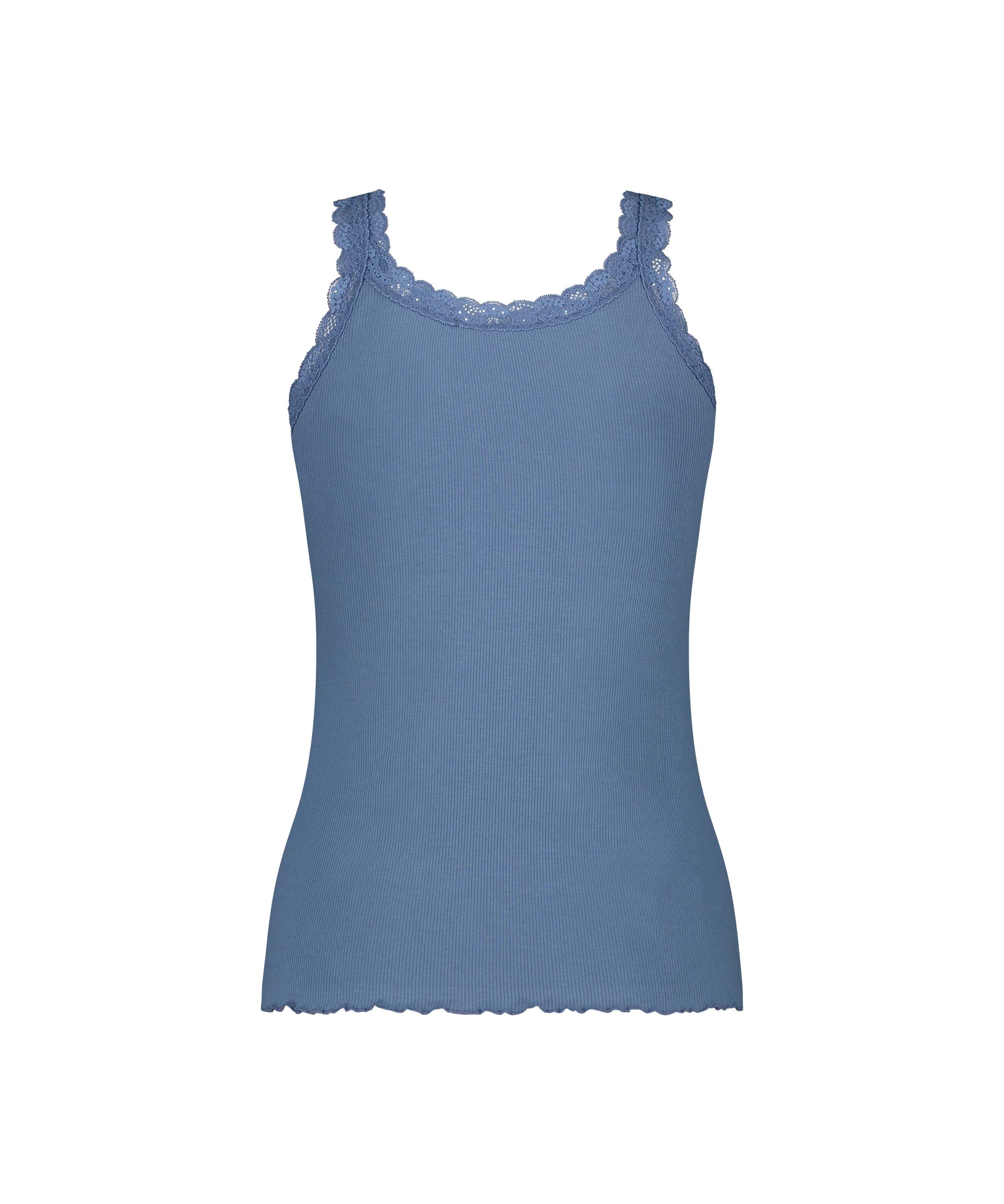 Ribbed Lace Singlet, Blue, main