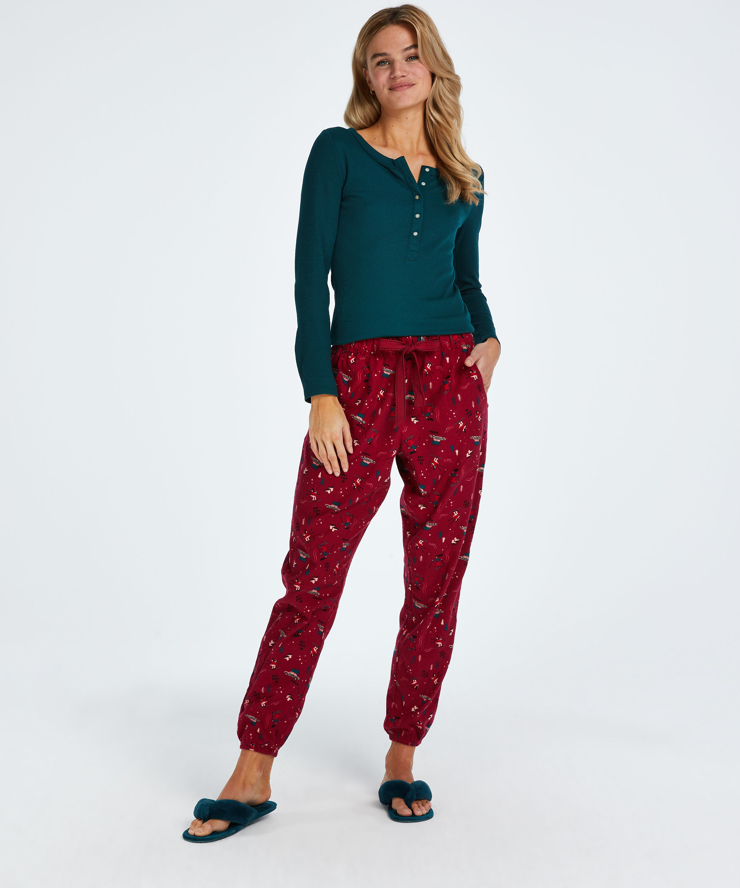 Twill Pyjama Pants, Red