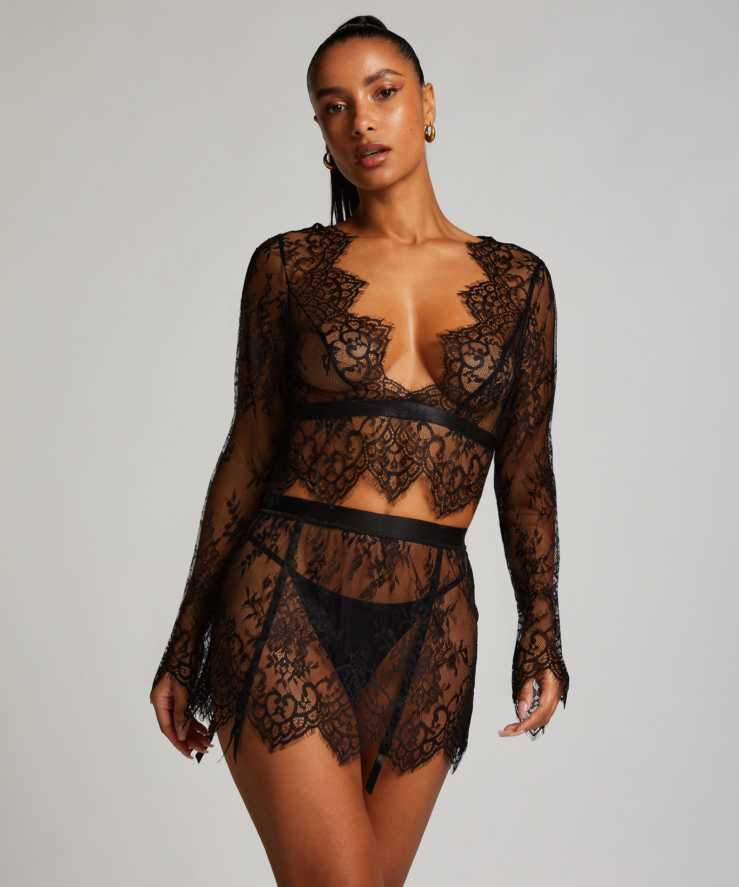 All-over Lace Top, Black, main