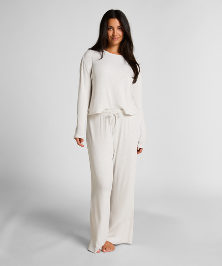 Pointelle Pyjama Pants, Beige