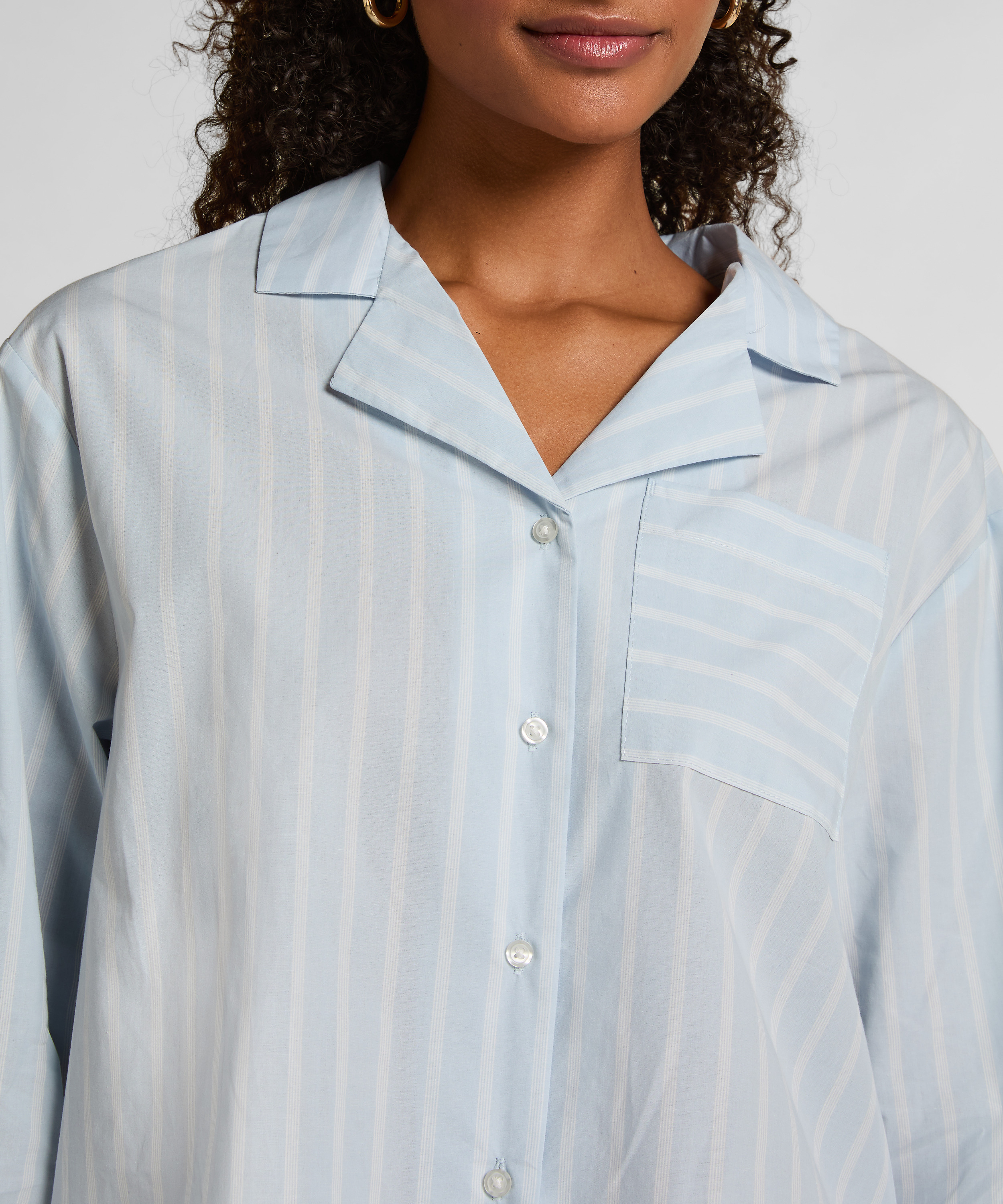 Jacket Woven Cotton Stripe, Blue, main