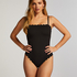 Bandeau Scallop Swimsuit, Black