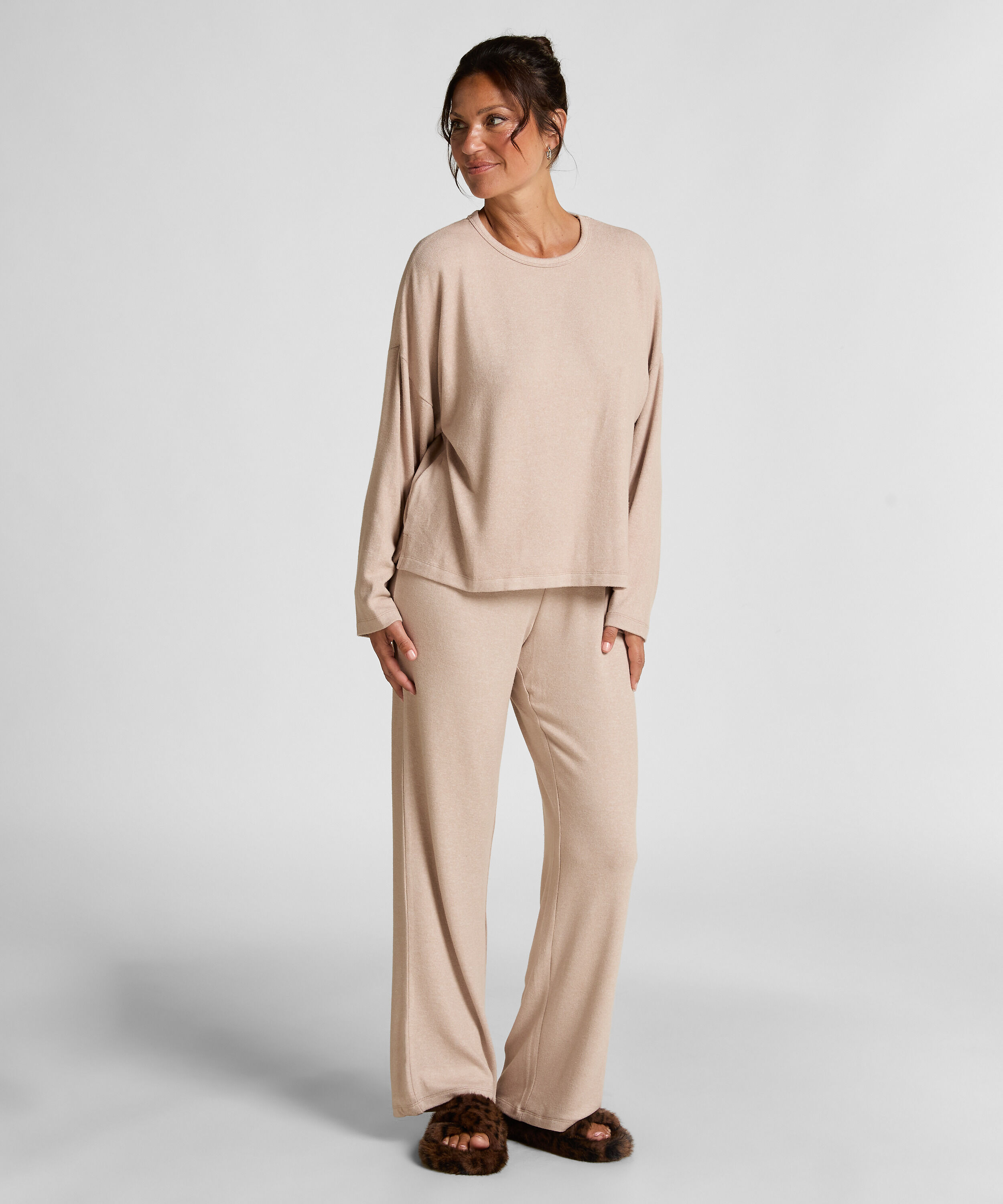 Brushed Jersey Trousers, Beige